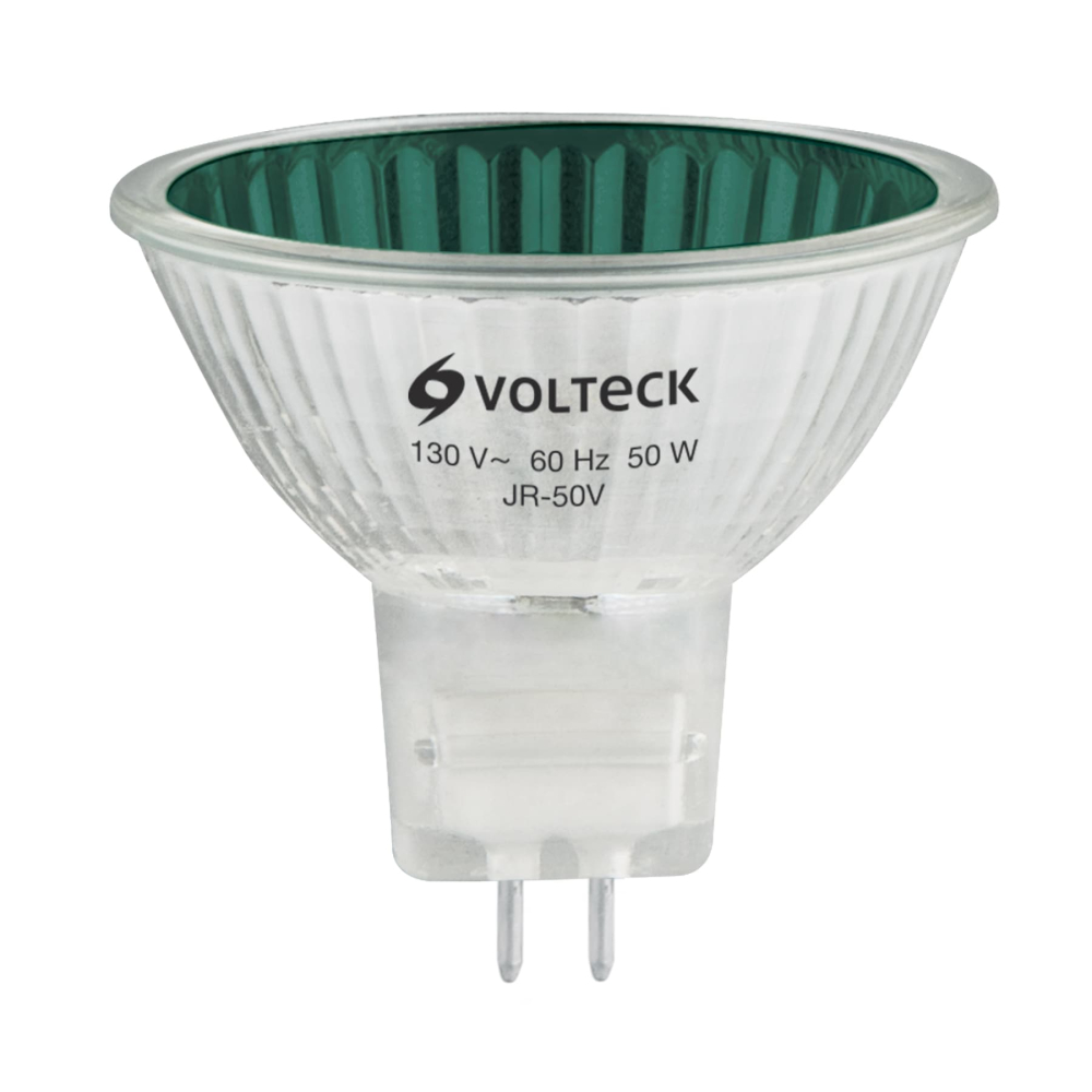 Lámpara de halógeno verde 50 W tipo MR16 en caja, VOLTECK JR-50V
