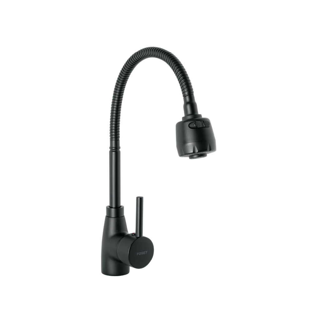 Monomando para fregadero con cuello flexible, negro, TÚBIG TBF-87M