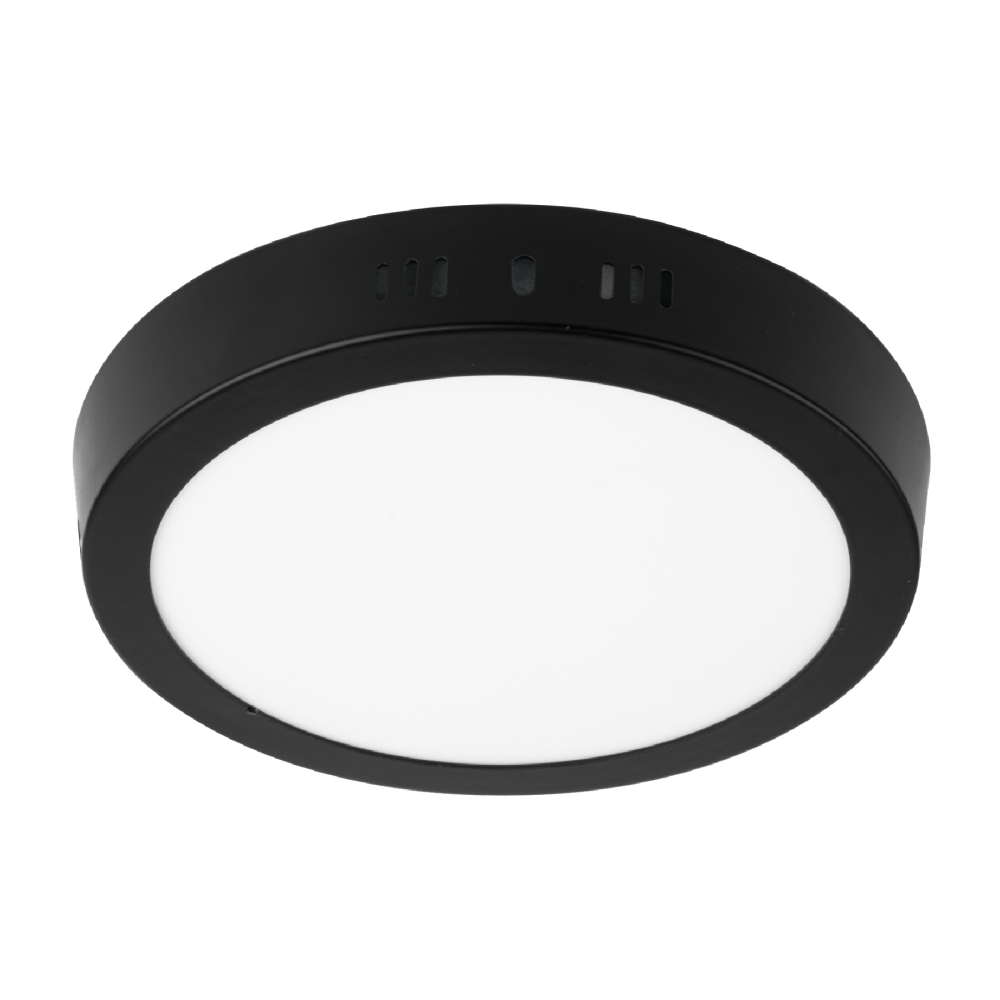 Luminario LED plafón 12W 6500K, redondo, negro, VOLTECK PLA-225L