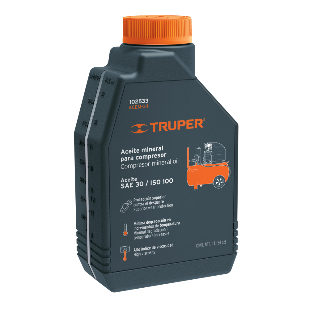 Aceite mineral para compresor 1000ml (34oz), TRUPER ACEM-34