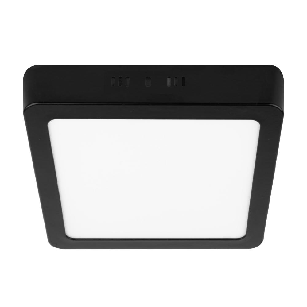 Luminario LED plafón 12W 6500K, cuadrado, negro, VOLTECK PLA-231L