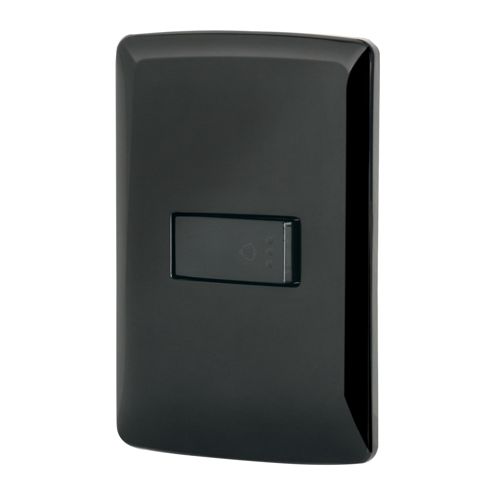 Placa armada con timbre, negro, línea Italiana, VOLTECK PA-TI-IN