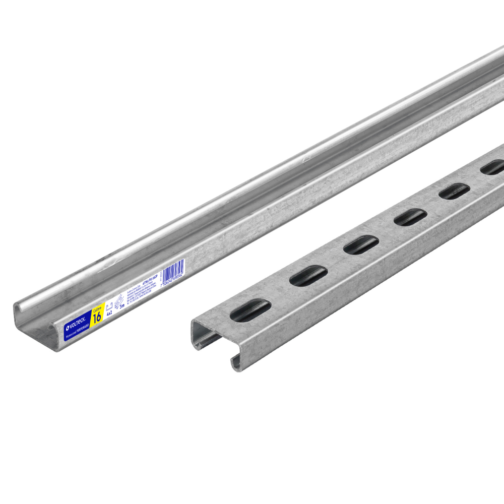 Perfil monocanal perforado de 3 m, 4 x 2 cm cal. 16, VOLTECK PU-162P