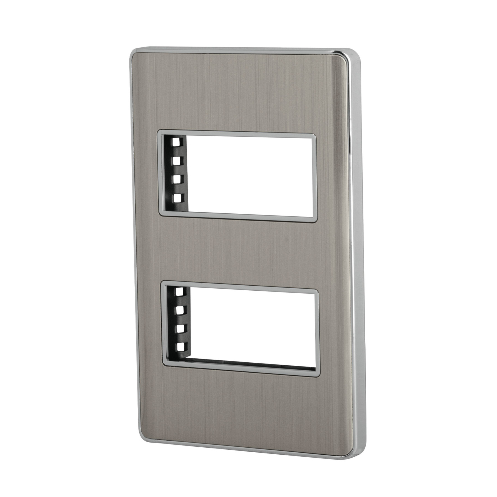 Placa de acero inox con 2 ventanas 1 módulo, línea Lisboa PPDO-LA