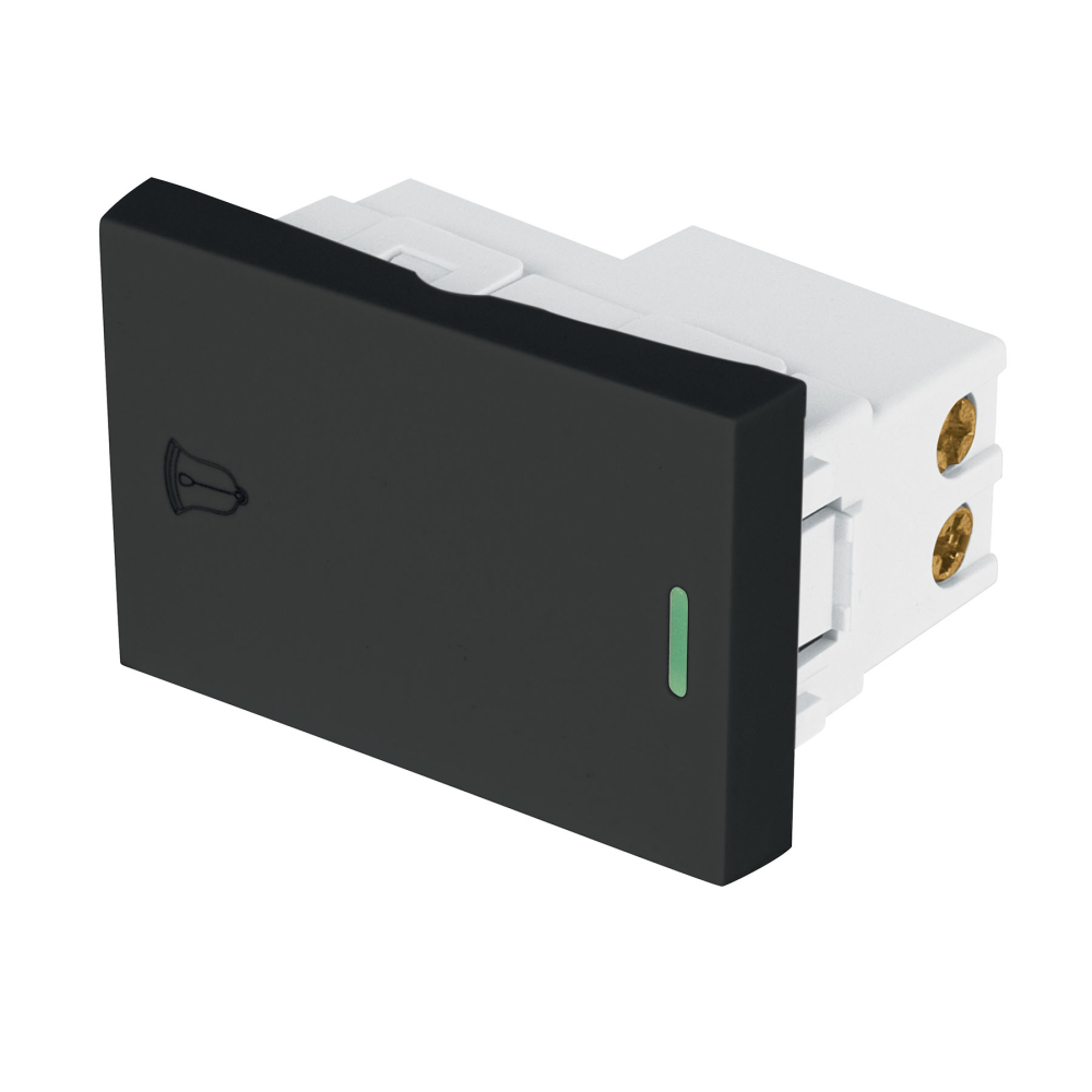 Interruptor para timbre negro de 1.5 módulos, línea Lisboa APTI15-LN