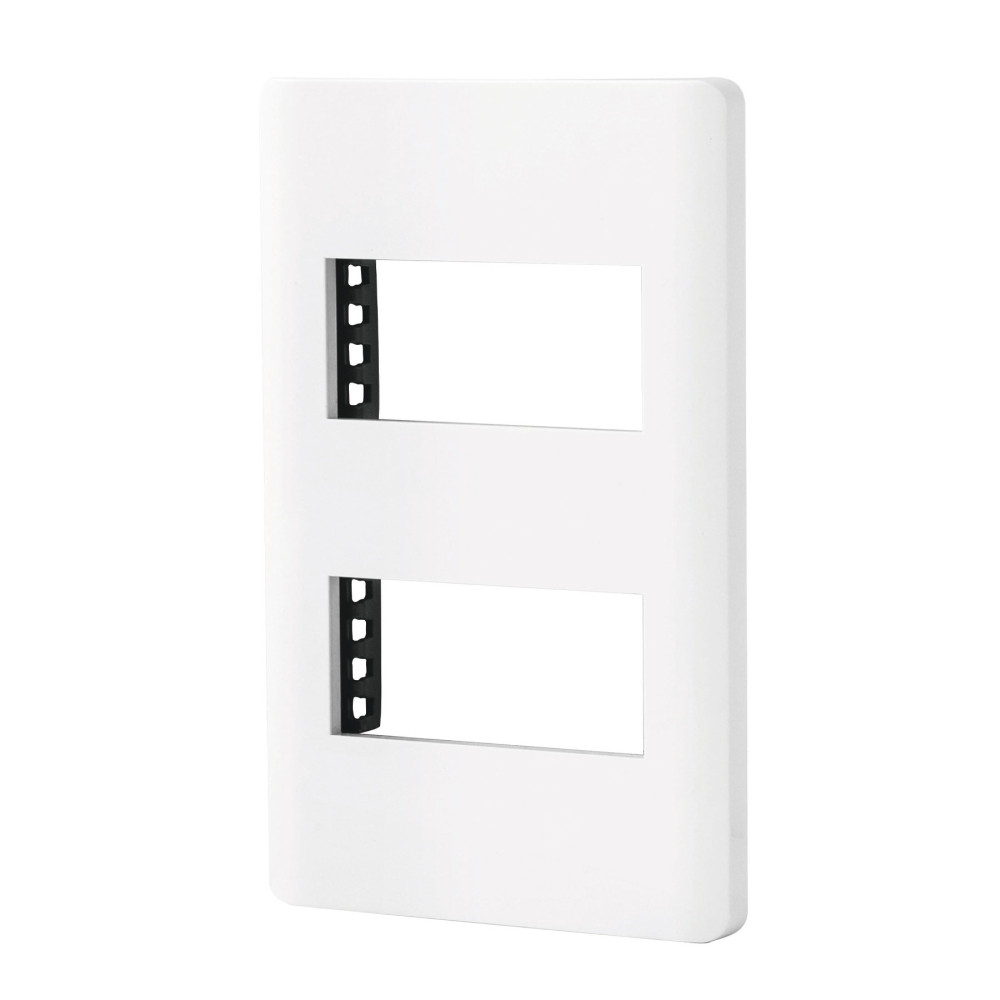 Placa blanca de 2 ventanas 1 módulo, línea Lisboa, VOLTECK PPDO-LB