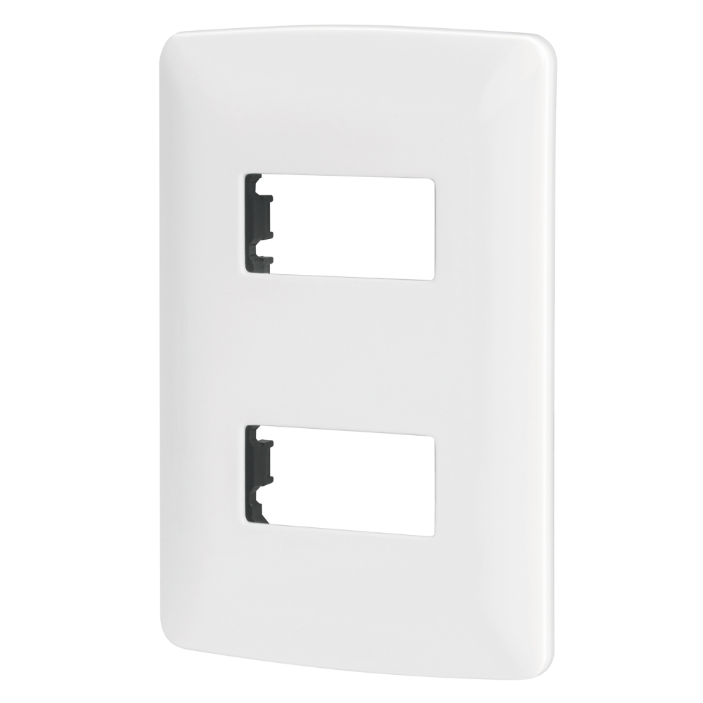 Placa de 2 módulos, blanca, Línea Italiana, VOLTECK PPDO-IB