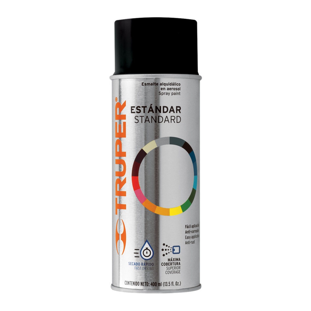 Pintura en aerosol, negro brillante, bote tradicional, 400ml PA-NB-2