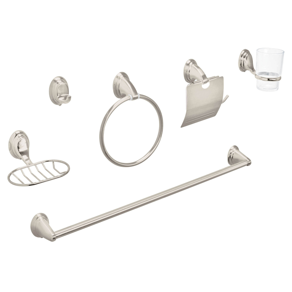 Juego de 6 accesorios para baño, níquel satín, FOSET AQUA AQA-4003N