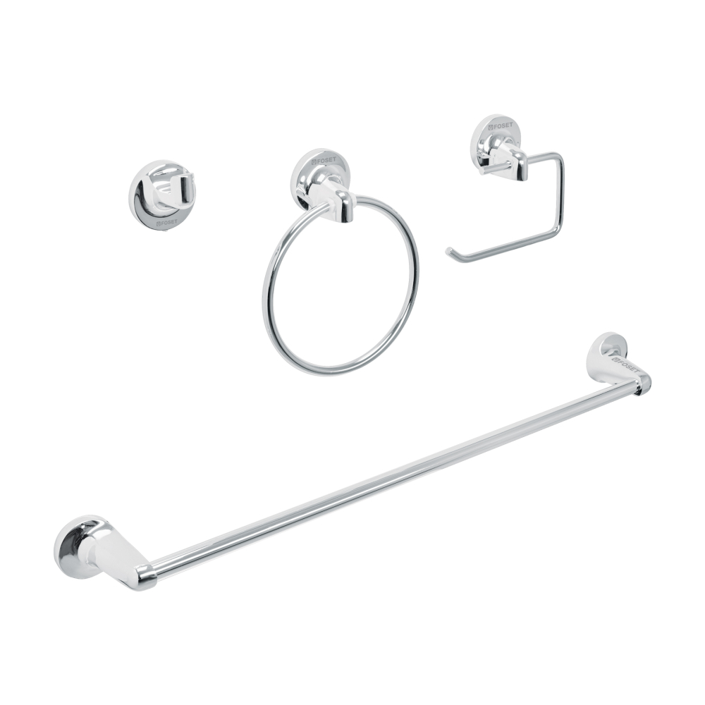 Juego de 4 accesorios para baño, cromo, FOSET AQUA AQA-4004