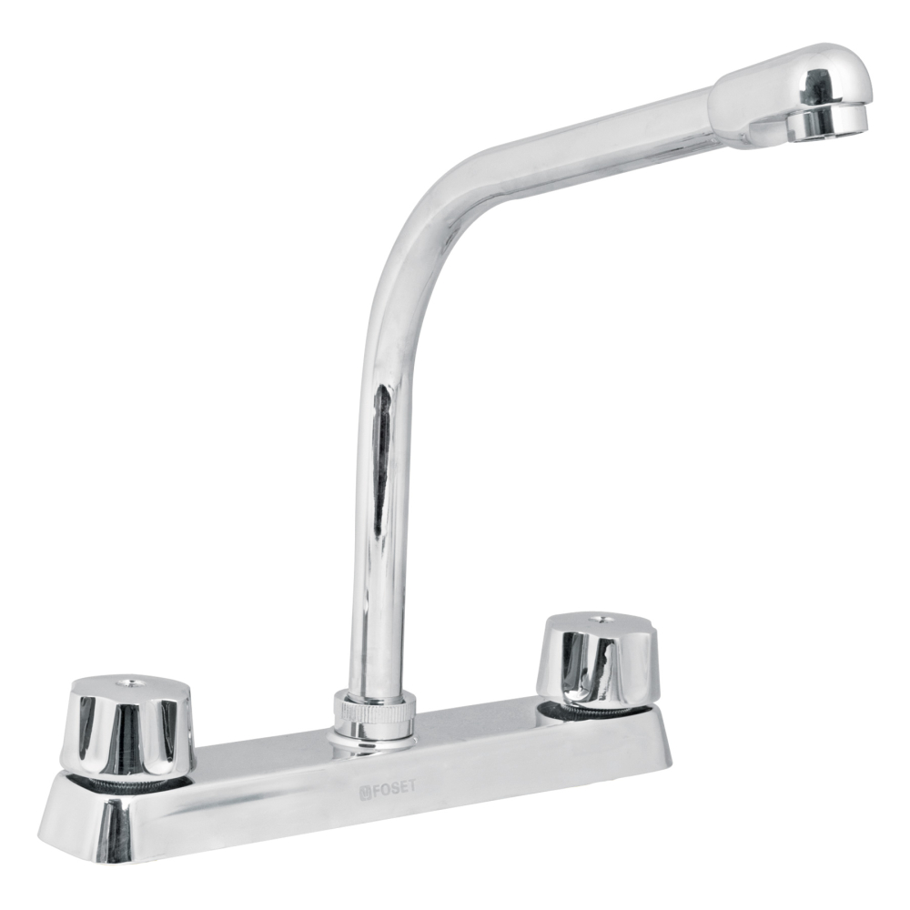 Mezcladora 8' fregadero cromo, cuello cobra,hexagonal, BASIC F-319