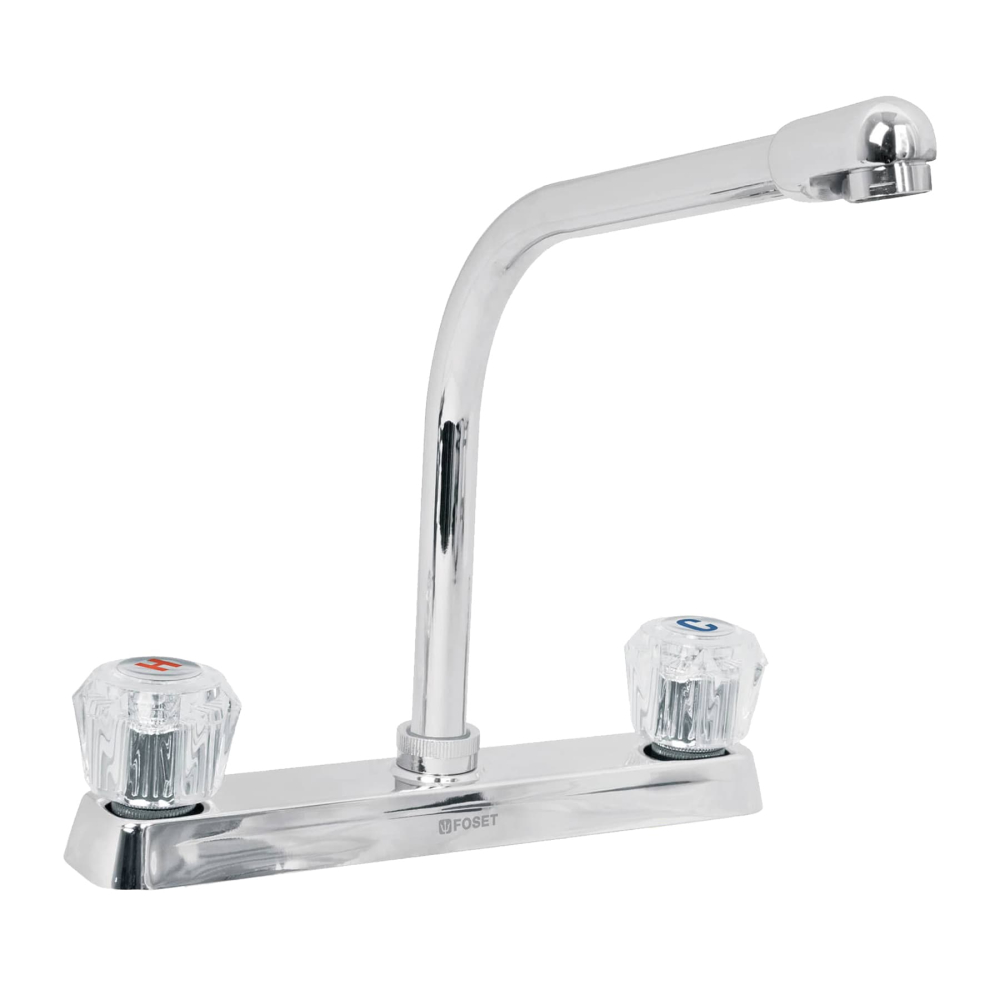 Mezcladora 8' fregadero cromo, cuello cobra, acrílico, BASIC F-319A