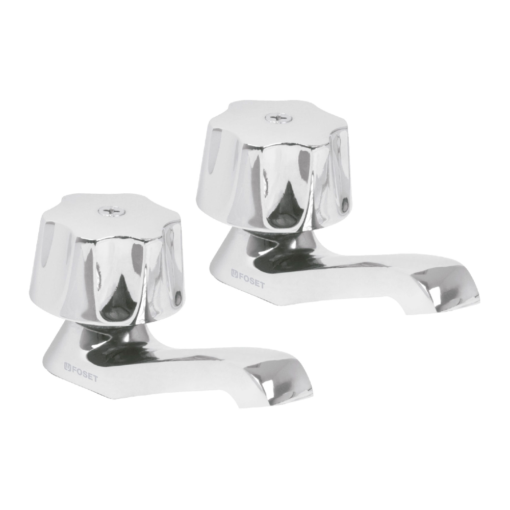 Juego 2 llaves individuales para lavabo, manerales metálicos M-242
