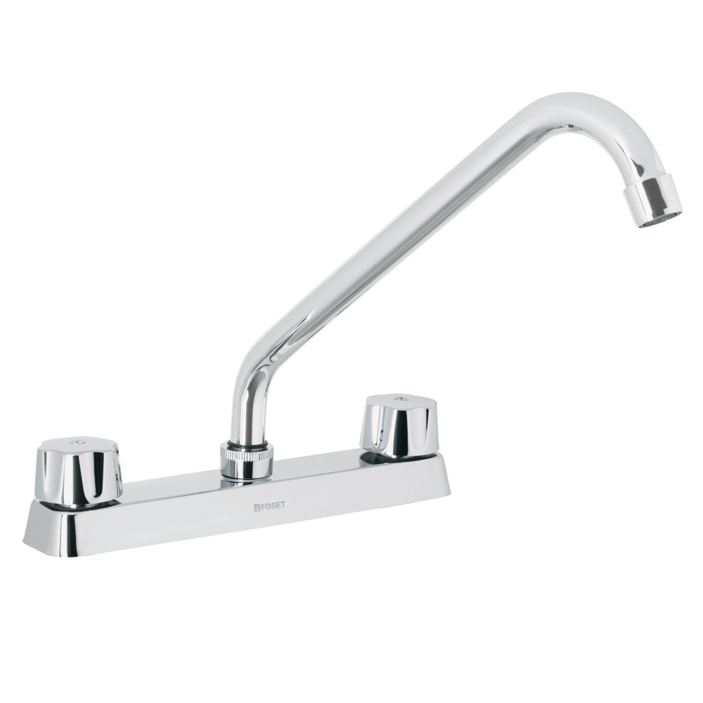 Mezcladora 8' fregadero cromo, cuello largo,hexagonal, BASIC F-318
