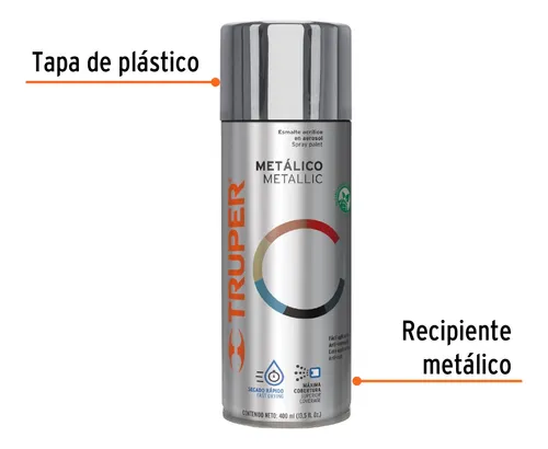 Pintura en aerosol, plata metálico, bote tradicional, 400 ml PAM-PL-2