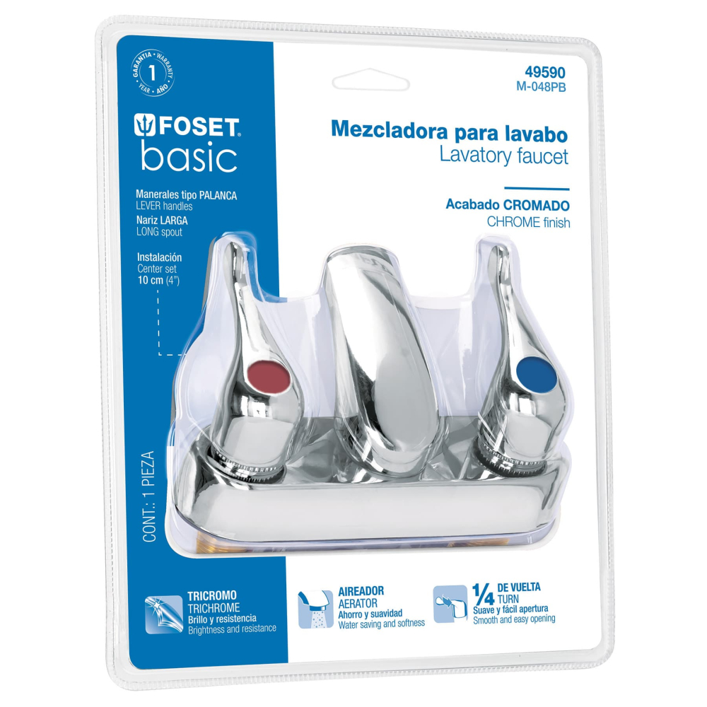 Mezcladora 4' lavabo, ABS, palanca, blíster, BASIC M-048PB