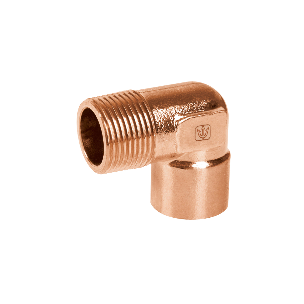 Codo 90° de cobre, rosca exterior 3/4', FOSET CC-512