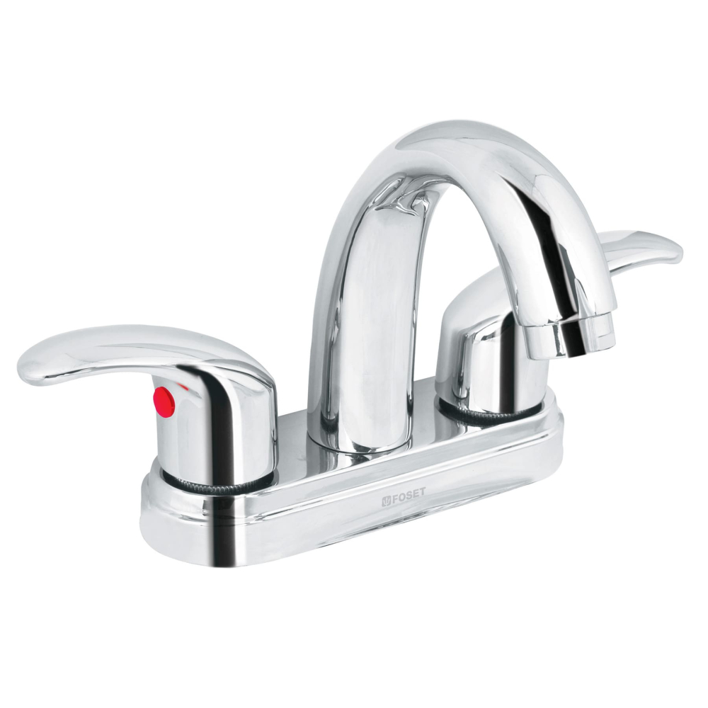 Mezcladora lavabo 4' cromo, nariz curva, palanca, AQUA AQM-52