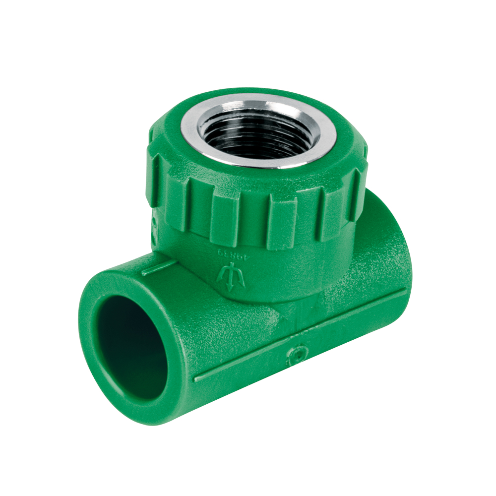 Tee hembra de PPR 1/2' con inserto metálico, FOSET CV-701