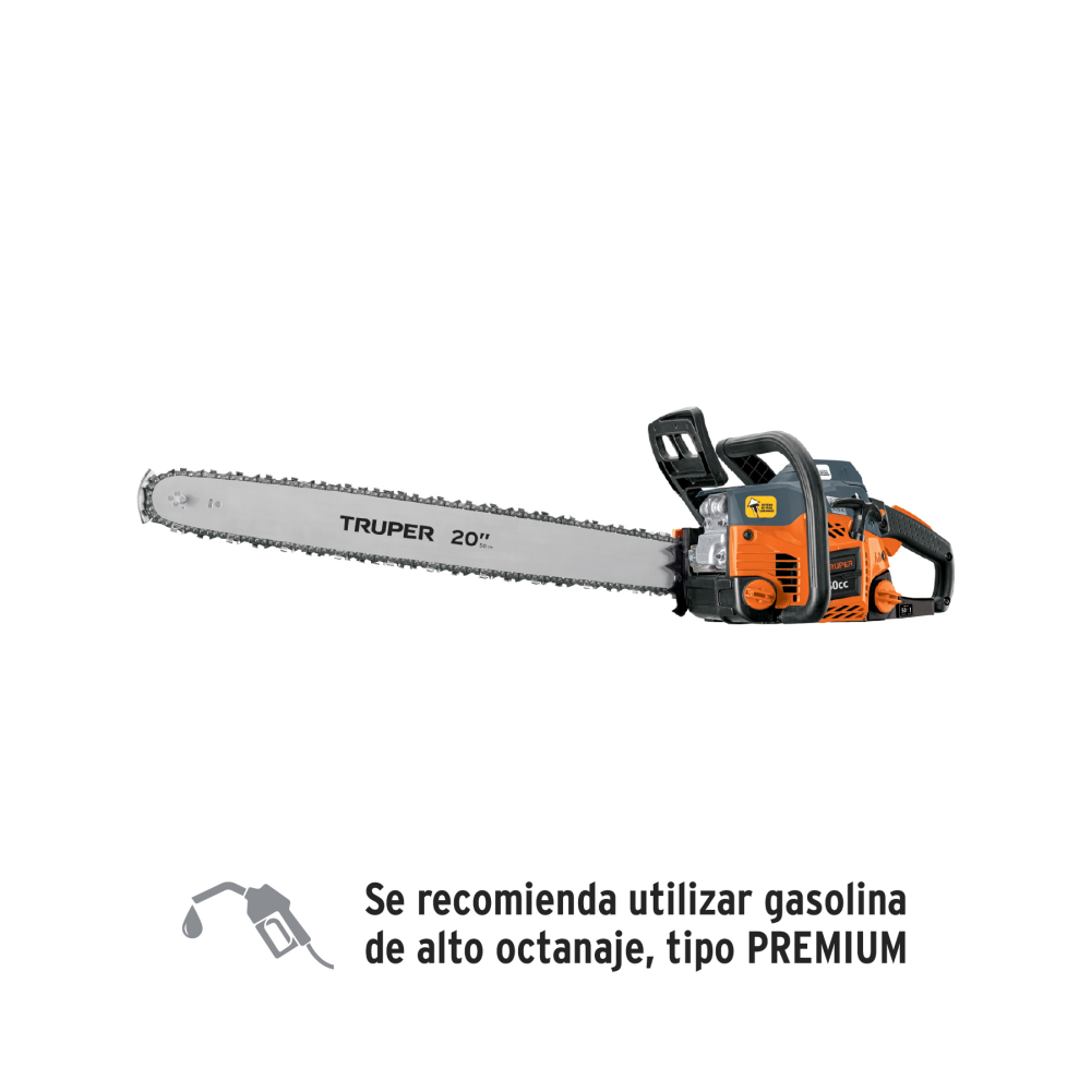 Motosierra 50 cc a gasolina con barra de 20', TRUPER MOT-5020