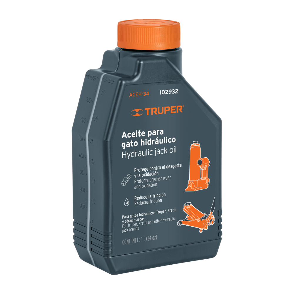 Aceite hidráulico para gatos, 1 Litro, TRUPER ACEH-34