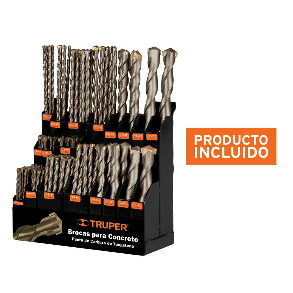 Exhibidor despachador con brocas para concreto, TRUPER DESP-BROC