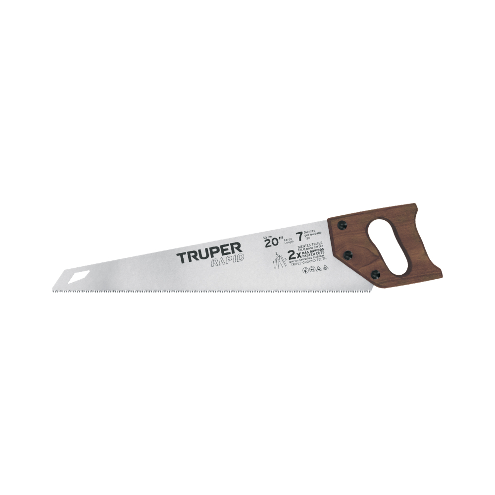Serrucho Rapid 20', 7 DPP, mango de madera, TRUPER STR-20M