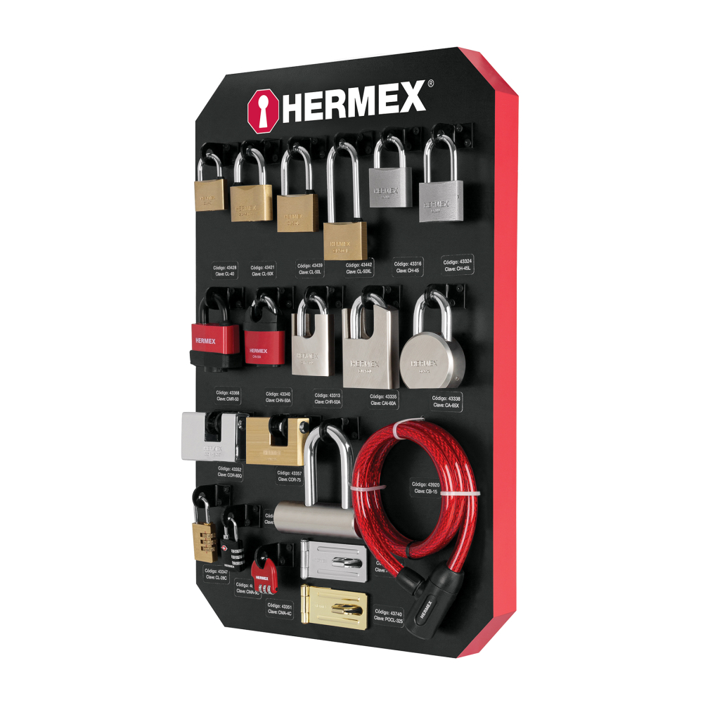 Exhibidor con candados, HERMEX EX-HE-CA