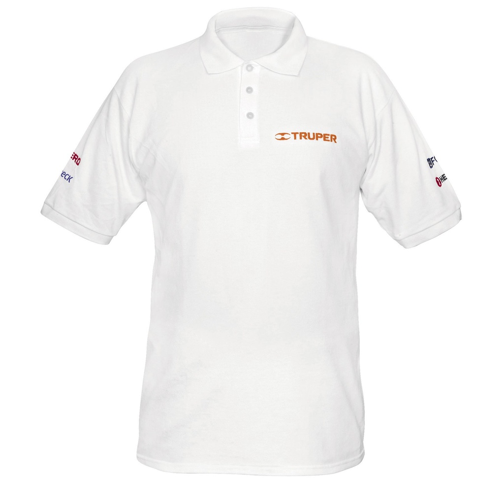 Playera polo para hombre, blanca, EEG, Truper POL-BC-XXG