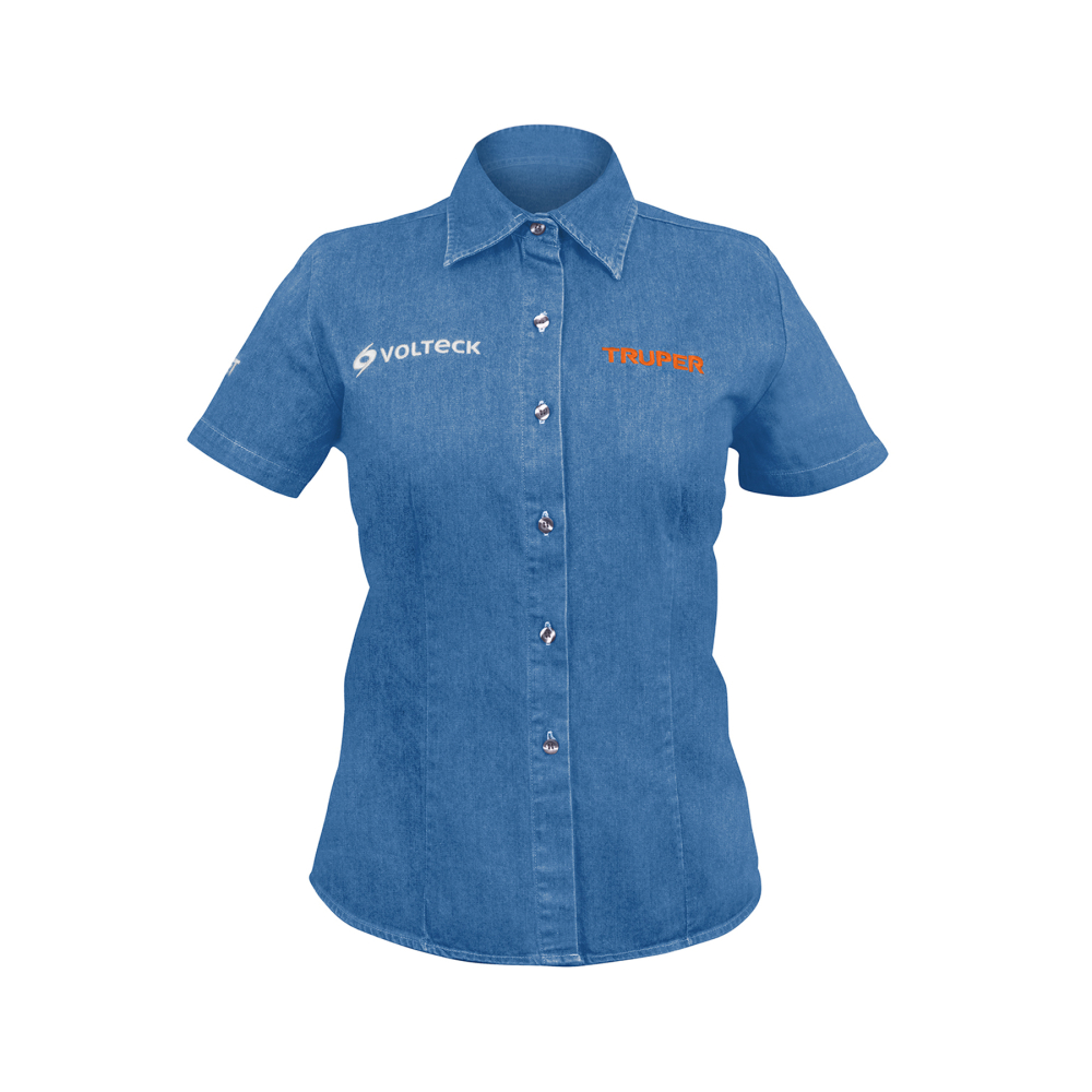 Camisa de mezclilla manga corta para mujer, G, TRUPER CAM-MEZ-DCL