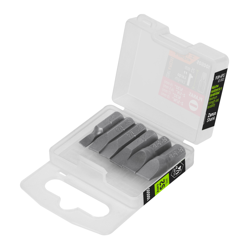 Estuche con 6 puntas planas combinadas largo 1', EXPERT PUN-6PL1