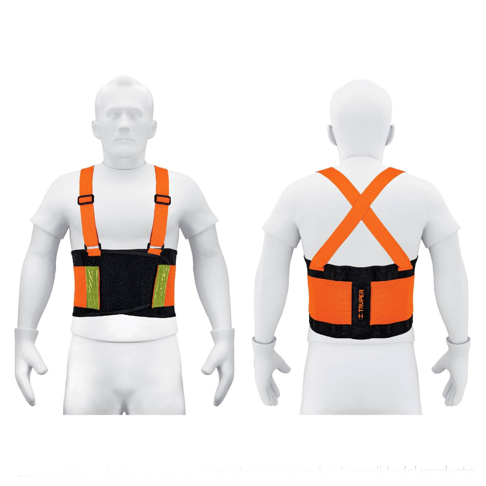 Faja lumbar naranja con cintas de alta visibilidad,G,TRUPER FAJA-LN