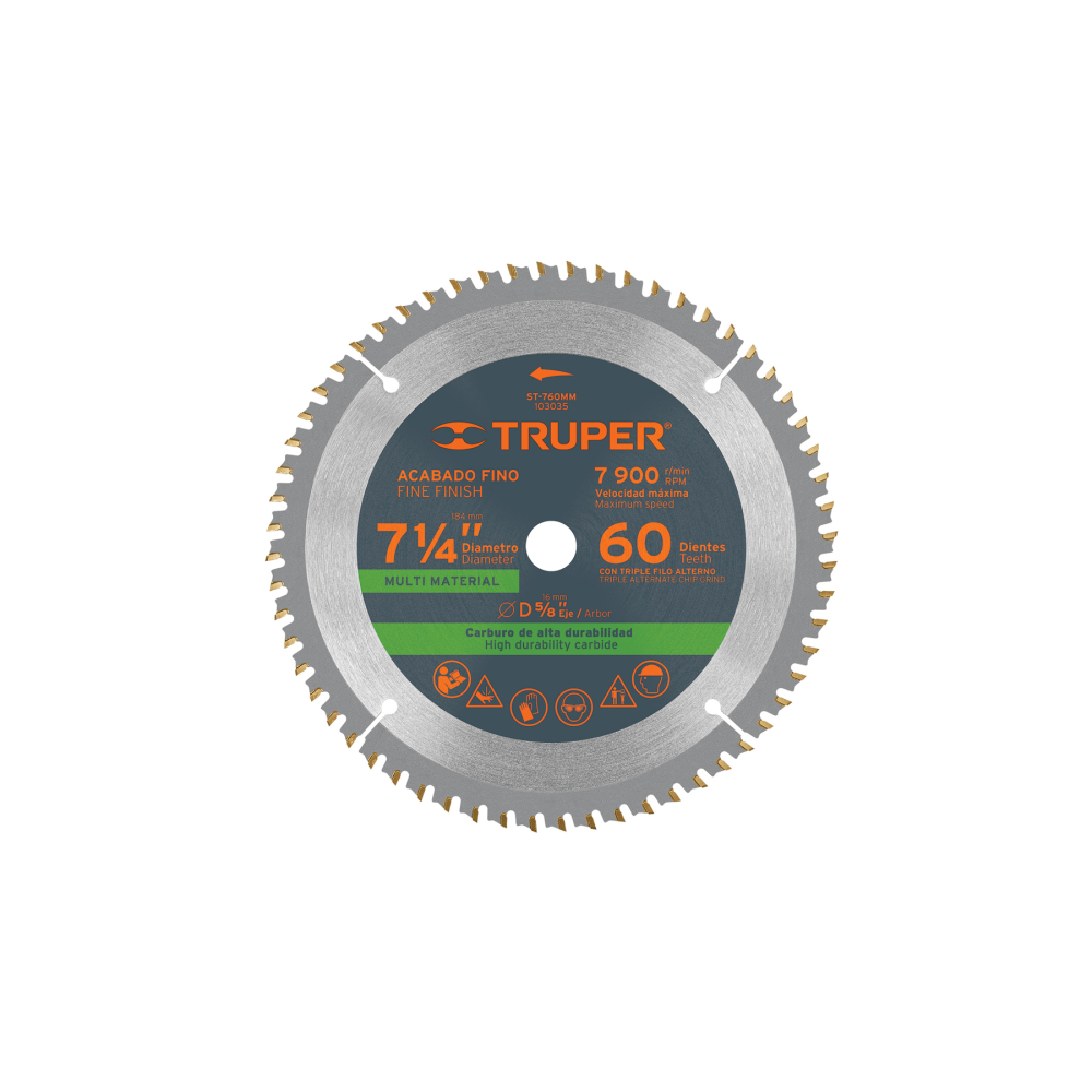 Disco sierra 7-1/4' multimaterial, 60 dientes centro 5/8' ST-760MM
