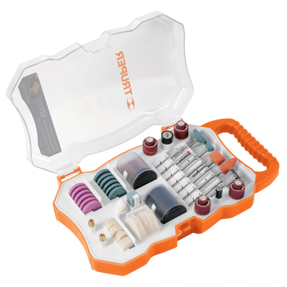 Kit accesorios para herramienta rotativa, 121 piezas, TRUPER MOTO-KIT-121