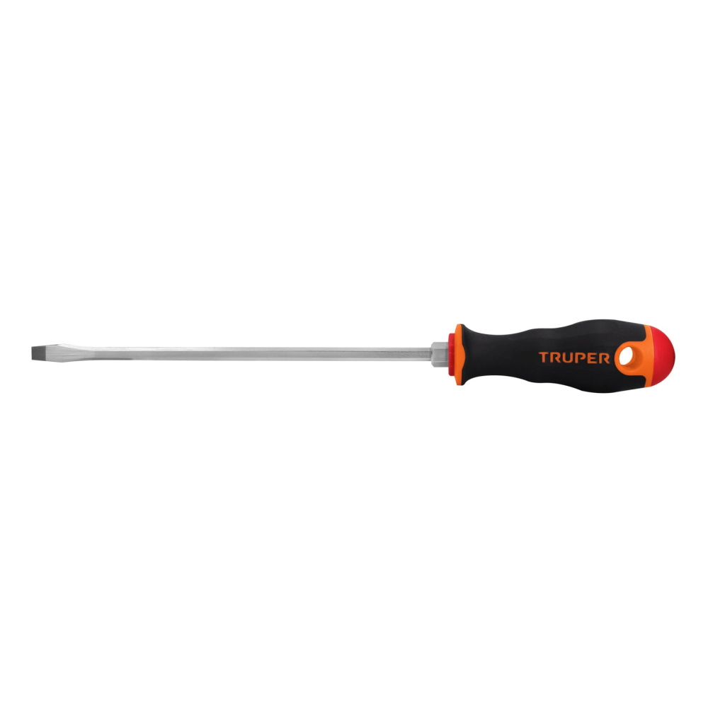 Desarmador plano 1/4' x 8' mango Comfort Grip, TRUPER DR-1/4X8B