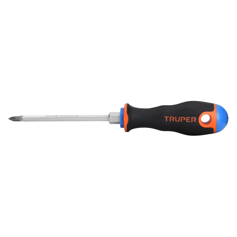 Desarmador de cruz 3/16' x 4' mango Comfort Grip, TRUPER DP-3/16X4B