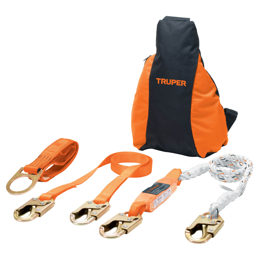 Kit contra caídas con arnés de tres anillos, ANSI, TRUPER ARN-KIT-3A