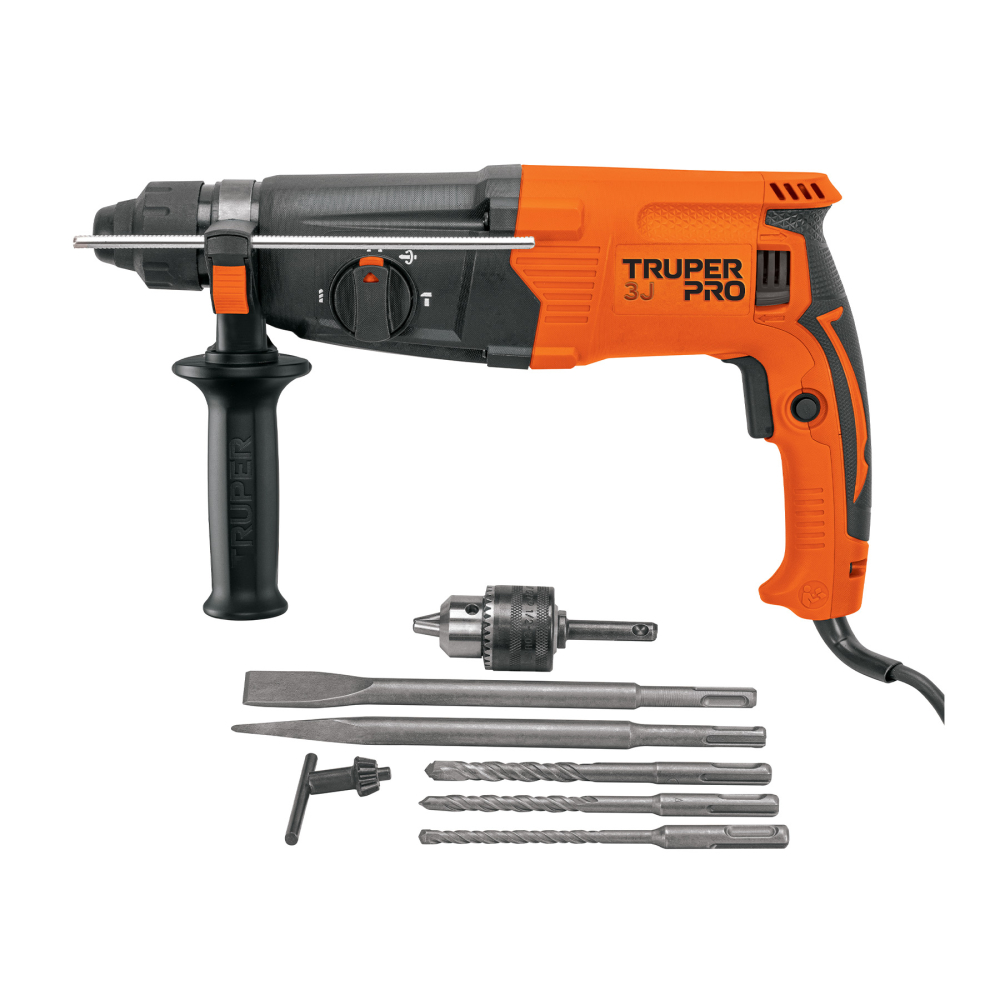 Rotomartillo SDS Plus/destornillador 3.2 J, 800W, TRUPER PRO ROEL-30A