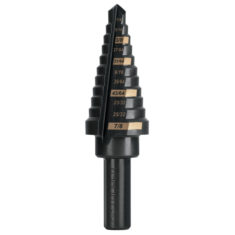 Broca escalonada óxido negro 11 escalones 1/4' a 7/8',Truper BES-11
