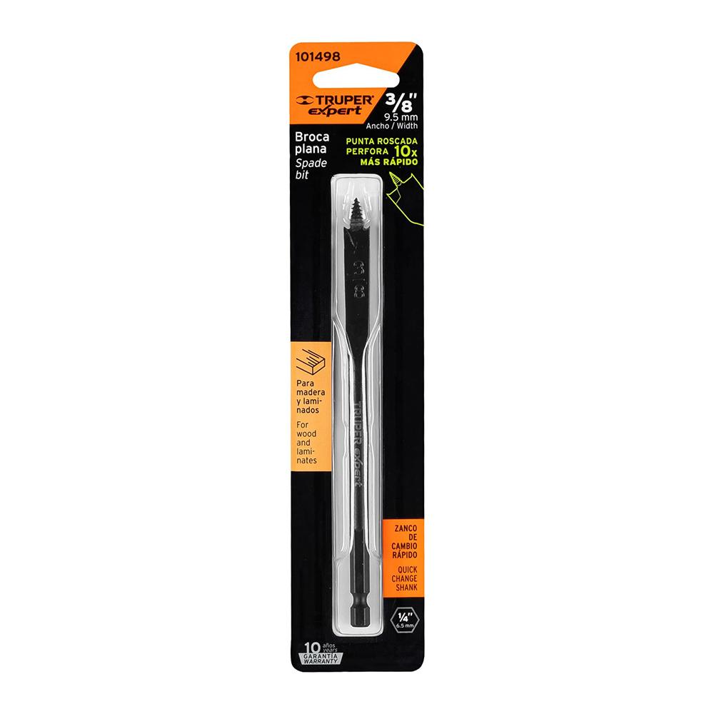 Broca plana de manita 3/8' para madera, TRUPER EXPERT BPX-3/8