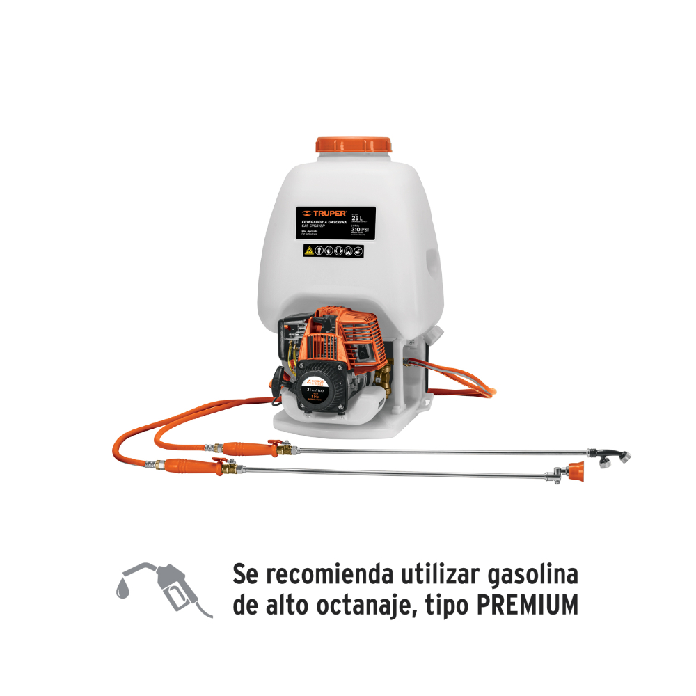 Fumigador de 25 L con motor a gasolina de 4 tiempos, TRUPER FUG-254