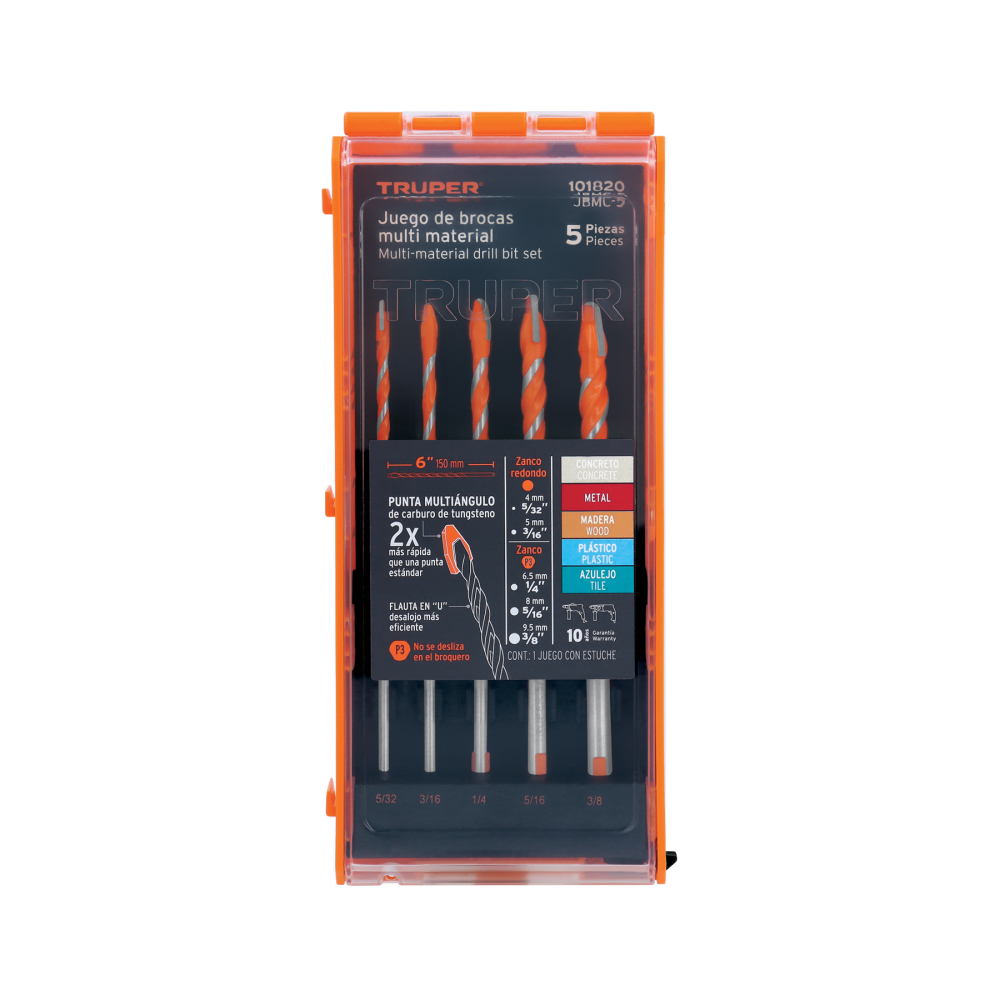 Juego de 5 brocas multimaterial, TRUPER JBMC-5