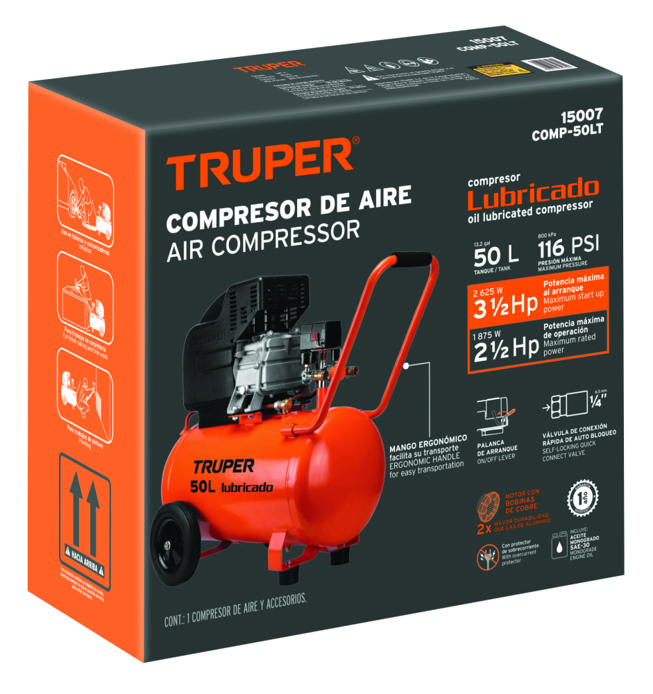 Caja de empaque de repuesto para COMP-50LT, TRUPER CJ-COMP-50LT