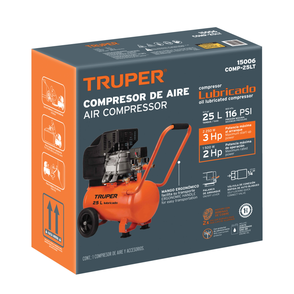Caja de empaque de repuesto para COMP-25LT, TRUPER CJ-COMP-25LT