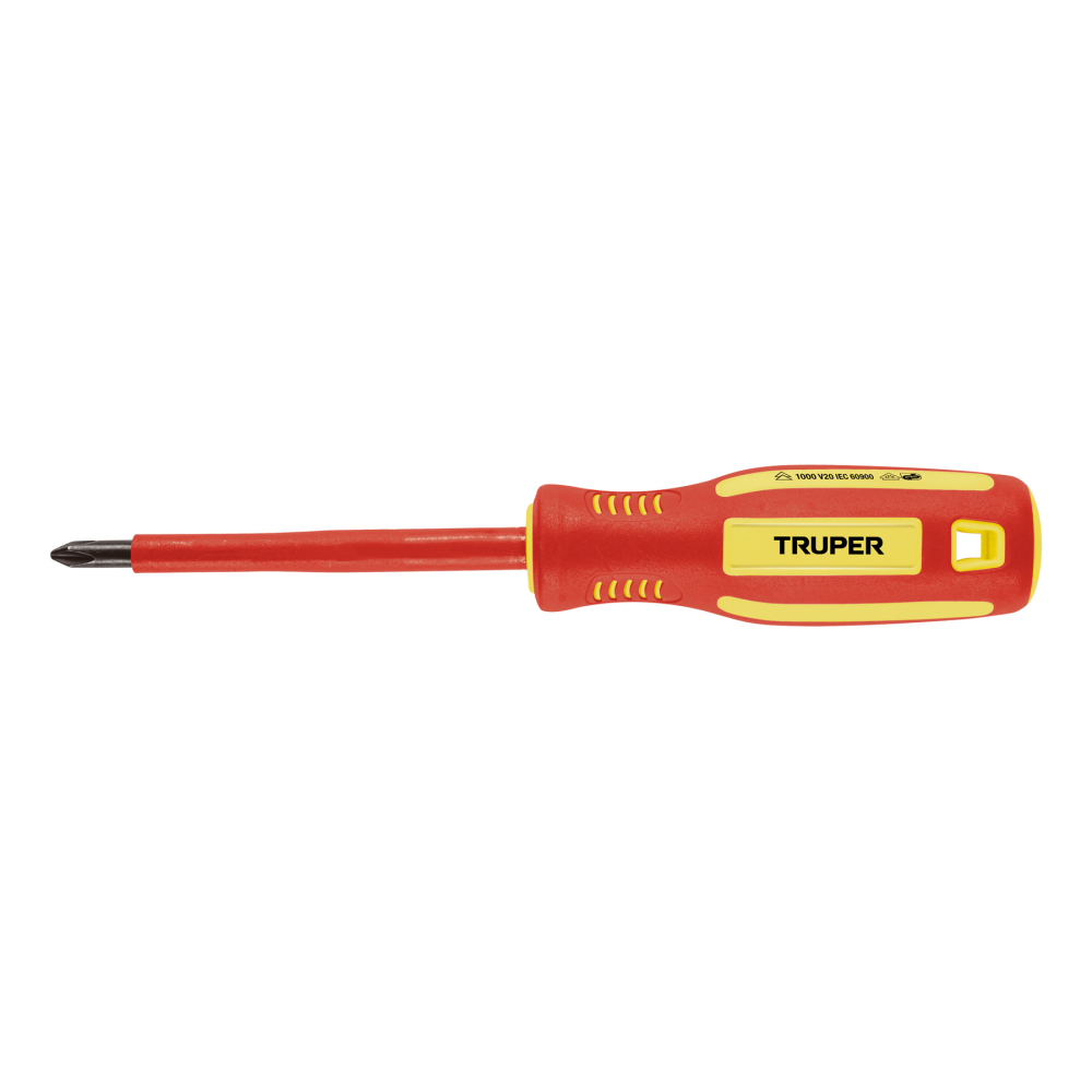 Desarmador dieléctrico de cruz 1/4' x 4', TRUPER DP-1/4X4D
