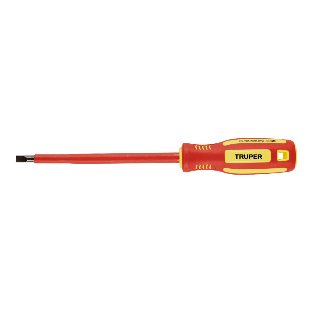 Desarmador dieléctrico plano 1/4' x 6', TRUPER DR-1/4X6D