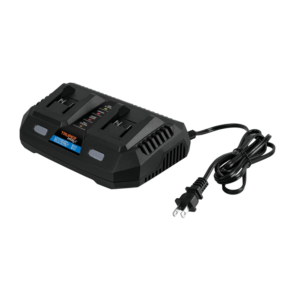 Cargador dual de baterías de ion litio 20V, TRUPER MAX MAX-CA2