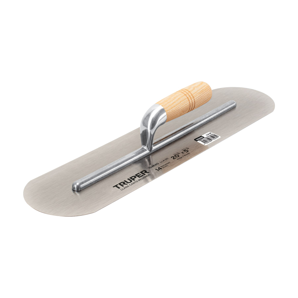 Llana 20' canto redondo, 14 remaches, mango madera, TRUPER LLA-20
