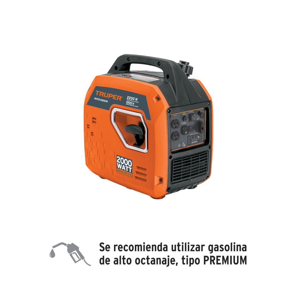 Generador silencioso inverter 2.2kW, 80 cc, encendido manual GEN-200