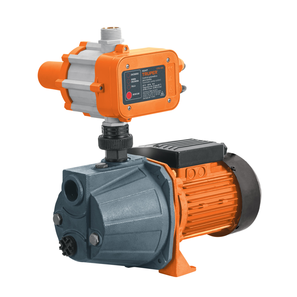 Bomba presurizadora jet hierro 1 HP con control, TRUPER PRE-1